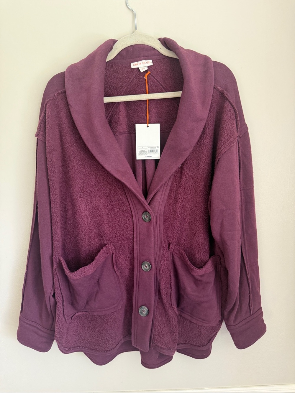NWT Knox Rose Shawl-Collar Cardigan in Plum - Women, size large